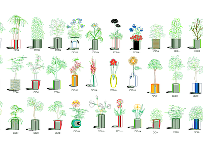 盆栽植物CAD 图库