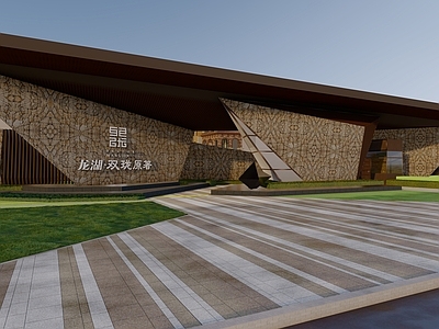 美式入口大门 售楼部 示范区小区地产景观 运动健身区