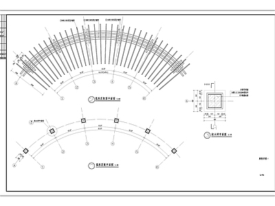 欧式简约弧形廊架 施工图