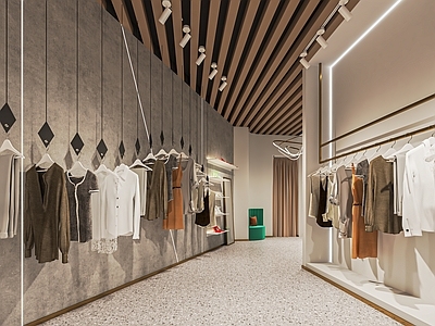 现代服装店 服装货架 展台 收银台 异形展柜 衣服 试衣镜 中岛展台