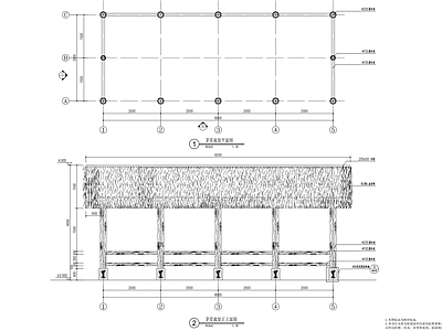 茅草屋廊架详图 施工图