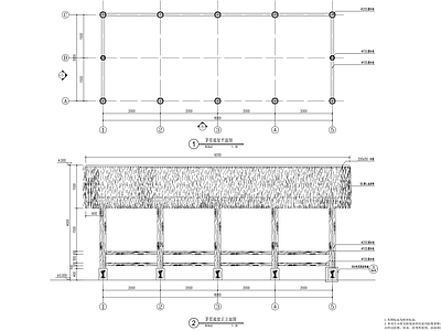茅草廊架 施工图 建筑通用节点