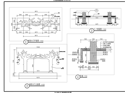 树型大门入口详图 施工图 通用节点