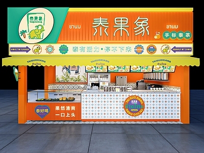 东南亚泰式奶茶店 茶饮店 备餐区 户外 单层 收银前台