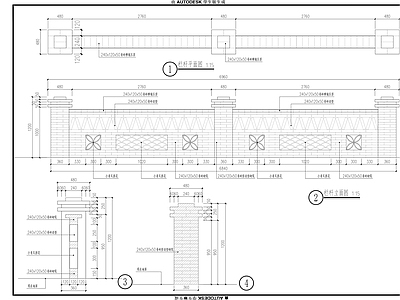 美丽乡村微菜园围墙大样图 施工图 景墙