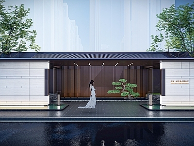 现代住宅小区入口大门 景观门楼 小区大门