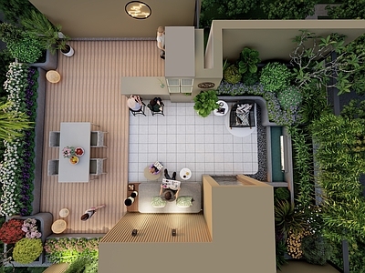 现代屋顶花园 露台景观