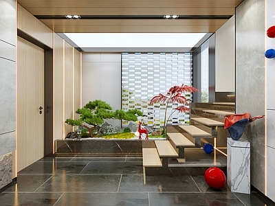 现代楼梯间 植物造景