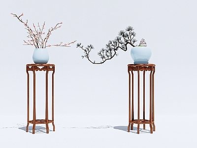 新中式花几 花架 饰品 摆件 花瓶 绿植 盆栽