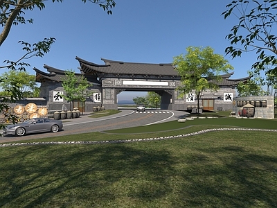现代公园入口大门 景区入口