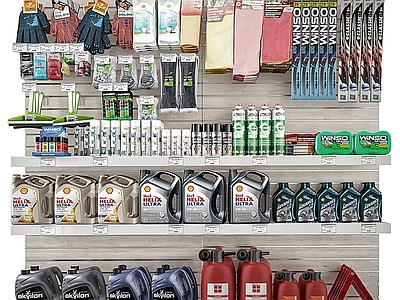 现代汽车超市货柜 汽车用品机油手套组合 机油汽车用品组合