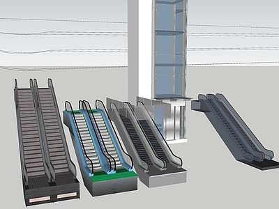 现代电动扶梯 自动扶梯 平行梯 升降梯 电线塔 信号塔