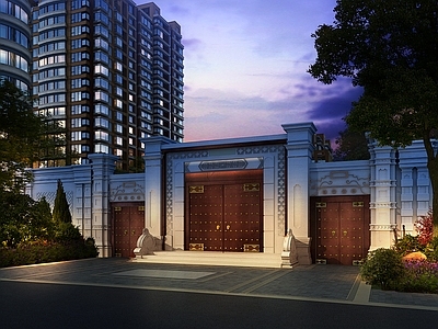 新中式小区大门 小区入口