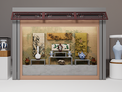 新中式展架 展示柜 古董柜