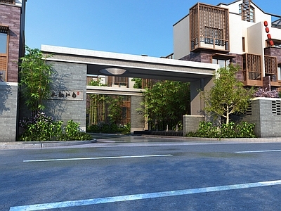 现代小区大门入口 小区入口