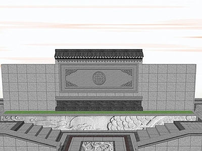 新中式浮雕景墙围墙 庭院景墙 直线 入口景墙 围墙 庭院 入口