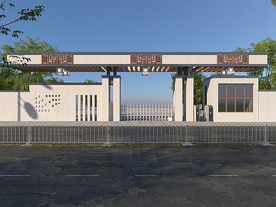 新中式入口大门 学校 学校入口