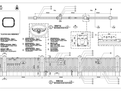 现代特色围墙细部 施工图 墙面通用节点
