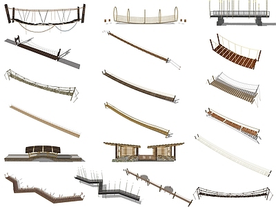 现代景观桥 索道桥 独木桥 锁链桥 钢丝桥 桥 木栈道 绳索桥 木材