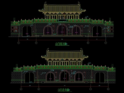 仿古山门建筑 施工图