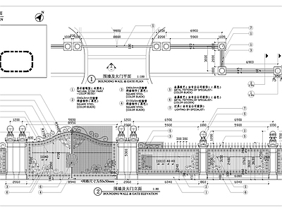 欧式庭院围墙及大门细部 施工图