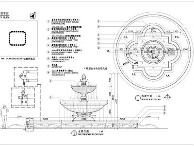 欧式雕塑喷泉水景大样 施工图