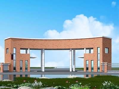 现代学校大门 学校入口