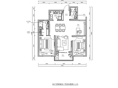 小户型家装室内 施工图 平层