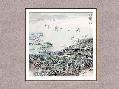 中式装饰画 洞庭帆影 水画 宋文治 挂画 墙饰画