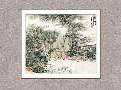 中式装饰画 居图 水画 宋文治 挂画 墙饰画