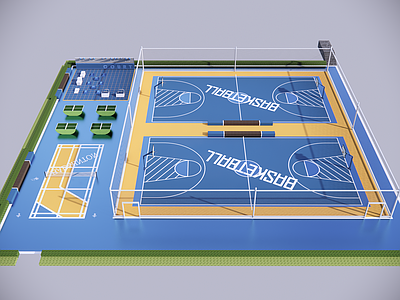 现代户外篮球场 标准羽毛球场 乒乓球 健身空间 健身墙 运动空间