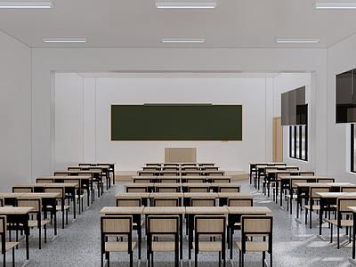 现代学校教室 桌椅组合