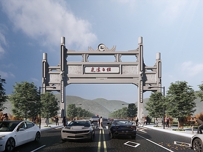 中式徽派石牌楼