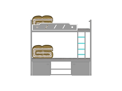 现代宿舍床 上下铺床 双层床 床垫 被子