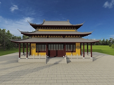 中式寺庙大雄宝殿