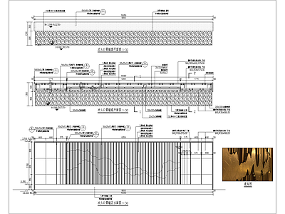 新中式格栅景墙 施工图