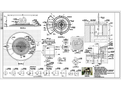 欧式简约圆形水景 施工图