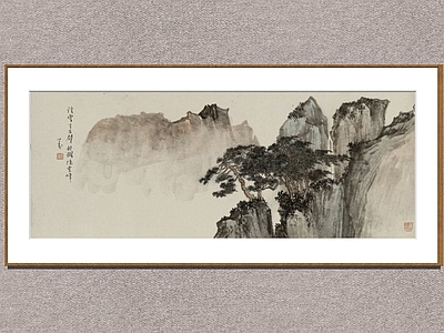 中式装饰画 松崖 山水画 溥儒 国画挂画