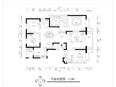 家装室内 施工图 平层