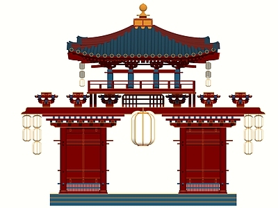 新中式牌坊牌楼 古建牌坊 国潮 牌楼 楼 景区大 入口