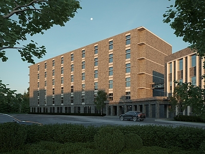 现代砖墙多层办公楼建筑