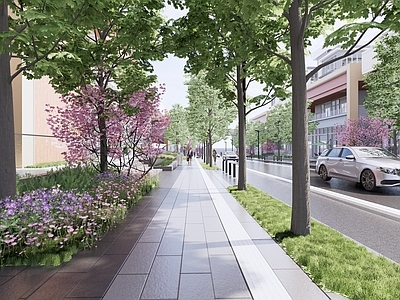 现代道路 街景 步行街