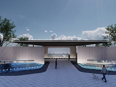 现代展示区门楼 大门 入口水景