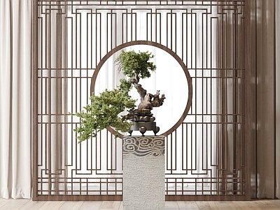 新中式绿植盆景 松树 迎客松