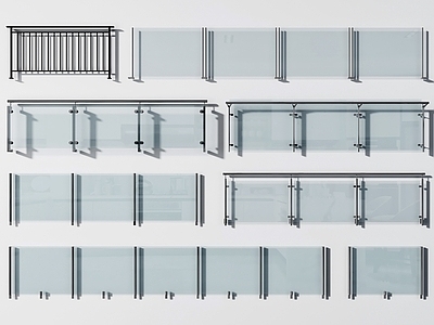 现代玻璃栏杆 护栏 围栏 户外 阳台 玻璃护栏