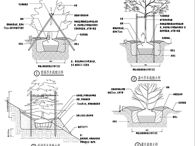 植物种植大样 施工图 景观小品