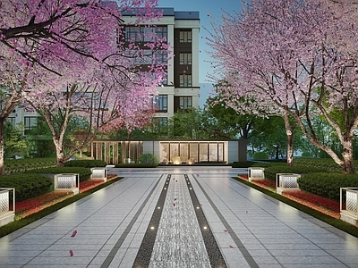 新中式小区景观 住宅景观
