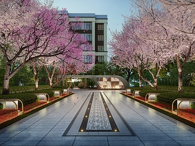 新中式小区景观 住宅景观