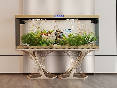 现代玻璃鱼缸 水族箱 展示柜 边柜