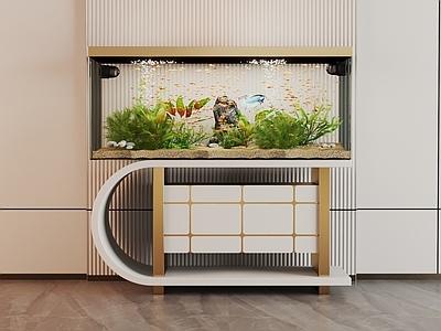 现代玻璃鱼缸 水族箱 展示柜 边柜